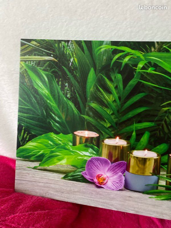 Tableau lumineux zen – Orchidées & bougies – 90 x 30 cm (image 2)