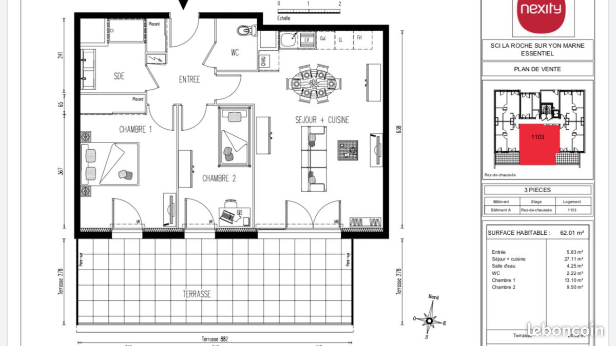 Appartement 3 pièces 62 m² · à La Roche-sur-Yon · 62 m² · 710 €