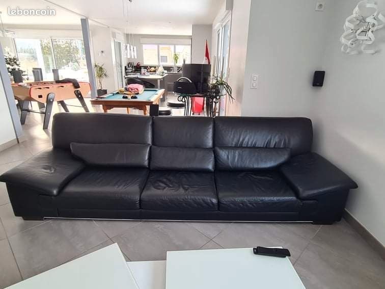Vite vite affaire a saisir canapé 4 places noir en cuir (image 1)