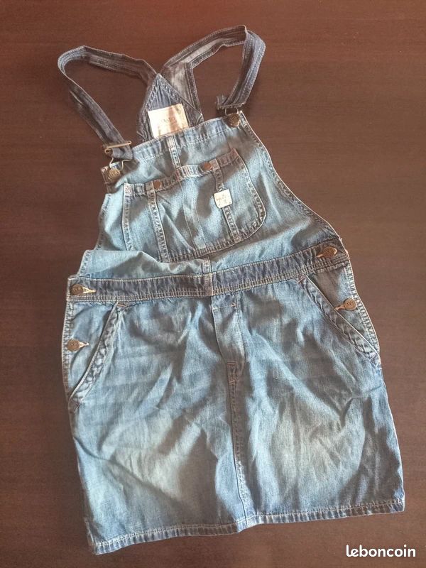 Robe salopette en jean Ralph Lauren femme – bleu clair – bretelles – style casual (image 1)