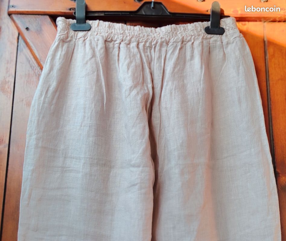 Pantalon beige en lin, femme, taille XL/42 (lisa2163/lisa2163-femme42) (image 1)