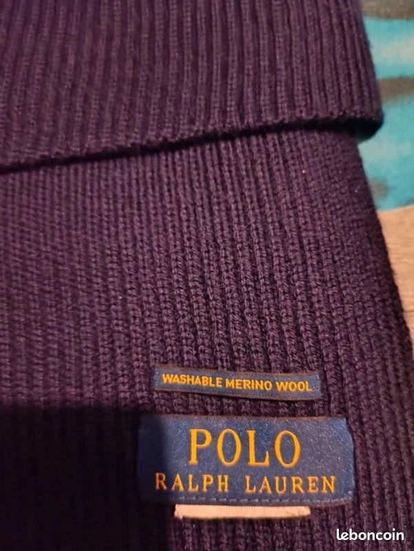 Écharpe Polo Ralph Lauren - 100% Laine Mérinos - Bleu Marine (image 1)