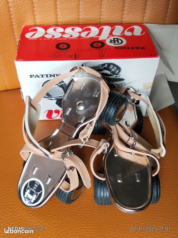Patin à Roulettes Vintage VITESSE - Made In France, Taille Réglable, Emballage D'origine