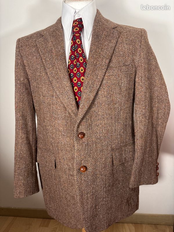 Veste Sport Vintage Harris Tweed Pure Laine écossaise - Taille 40, Multicolore