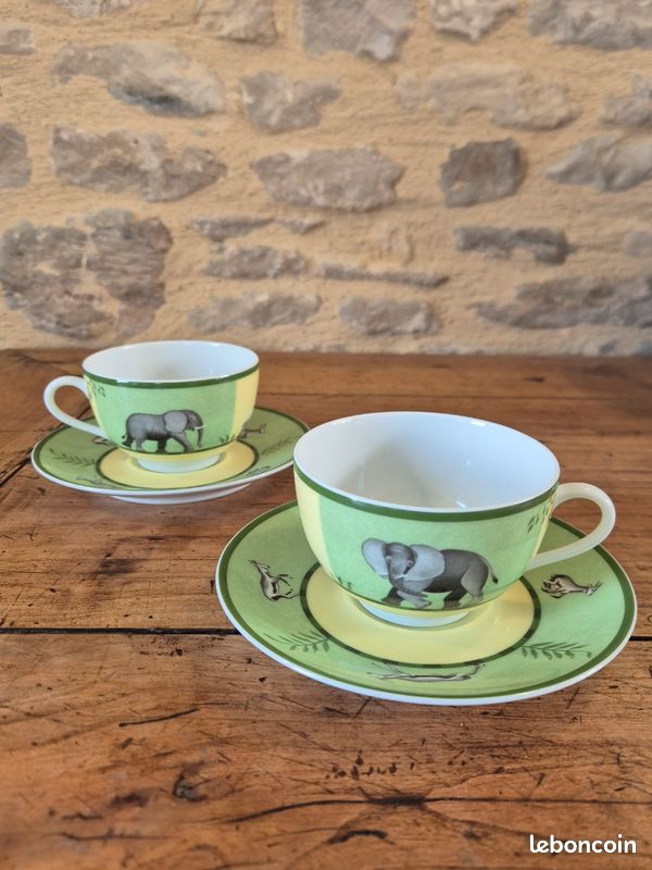 Tasse tasse à café Hermès Animalia marine vaisselle lot de 2