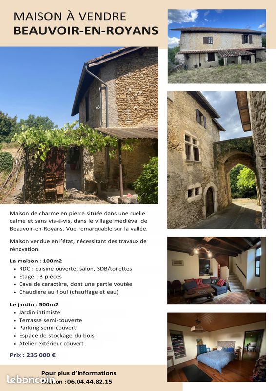 Maison 4 pièces 100 m² · à Beauvoir-en-Royans · 100 m² · 235 000 €