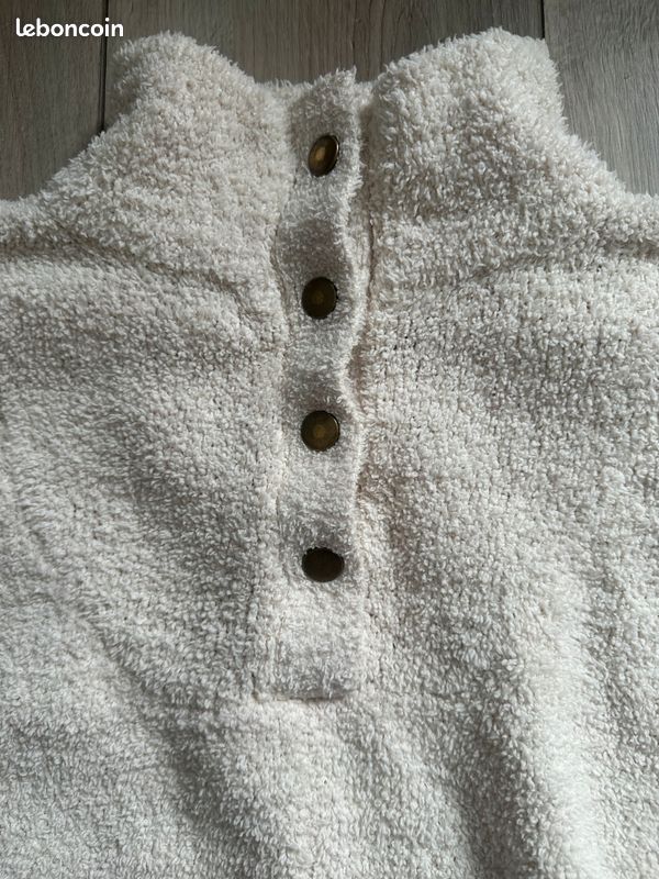 Etam – Pull poncho écru en éponge – col boutonné – M/L (image 5)