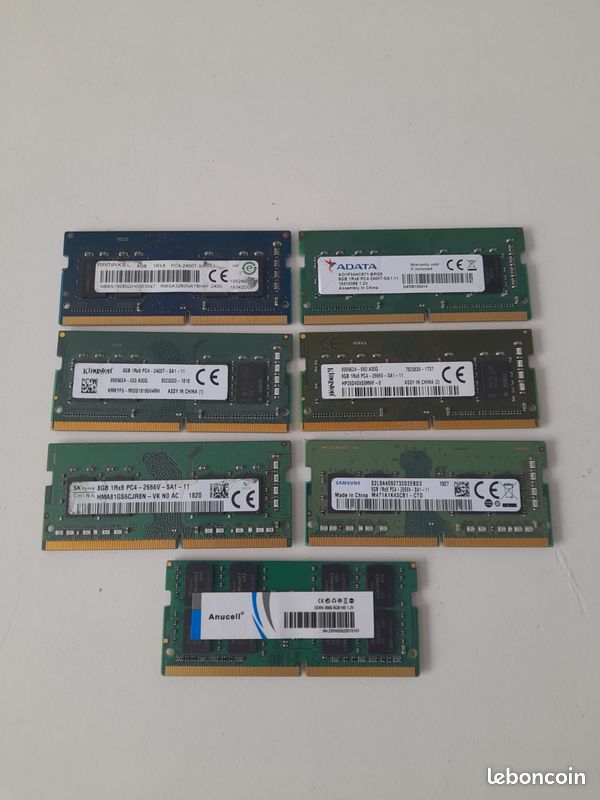 Lot De 7 Barrettes RAM 4 Go DDR4 – Occasion, Pour PC