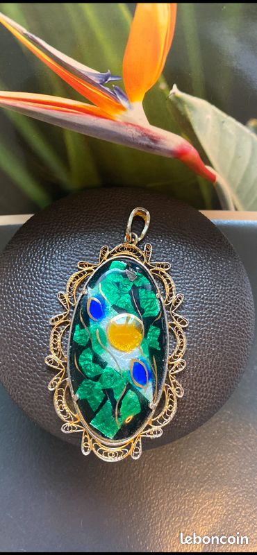Pendentif émaillé Vintage Années 70 - Bijou Rétro Occasion