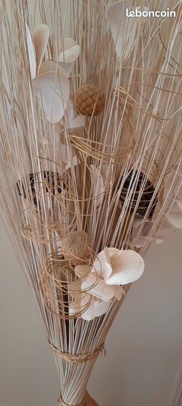 Fagot décoratif de fleurs et tiges séchées blanc hauteur 1m50 (image 2)