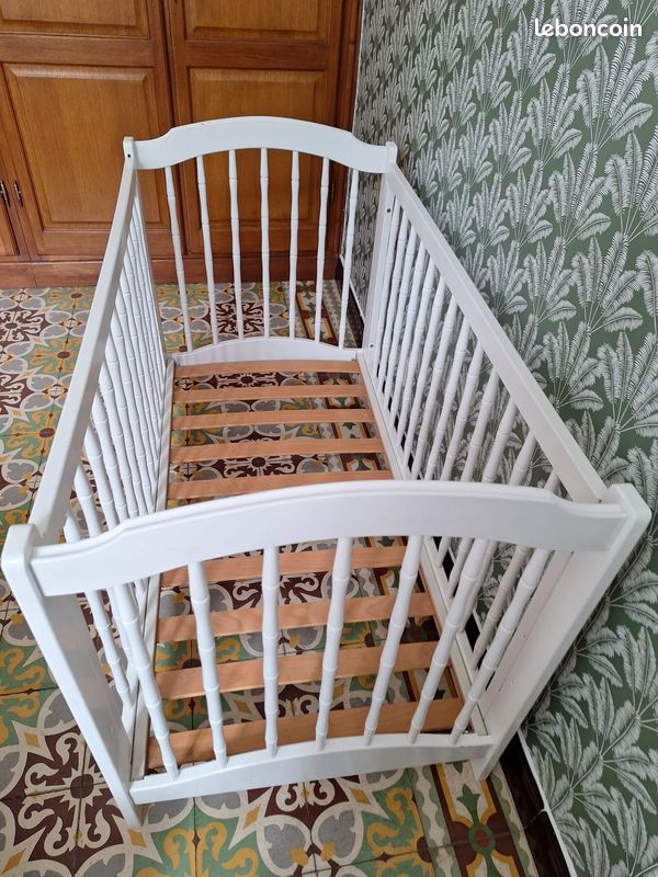 Lit bébé bois blanc 60 x 120 (image 2)