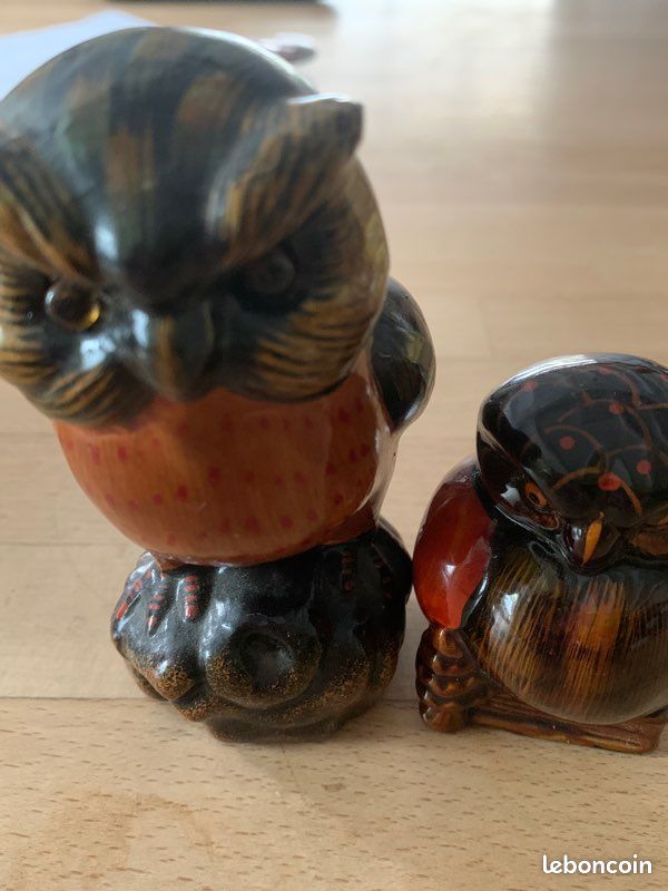 Lot de 2 hiboux collection céramique vintage (image 1)