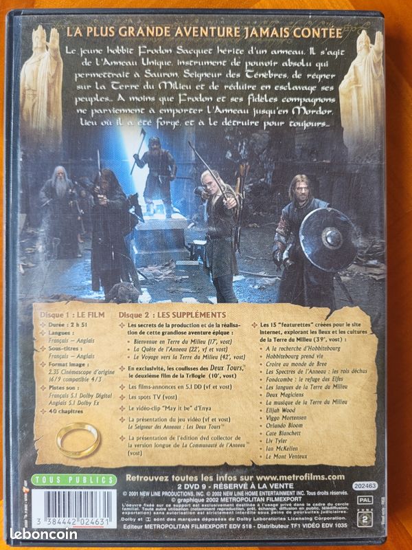 Le seigneur des anneaux la communauté de l'anneau dvd (image 2)
