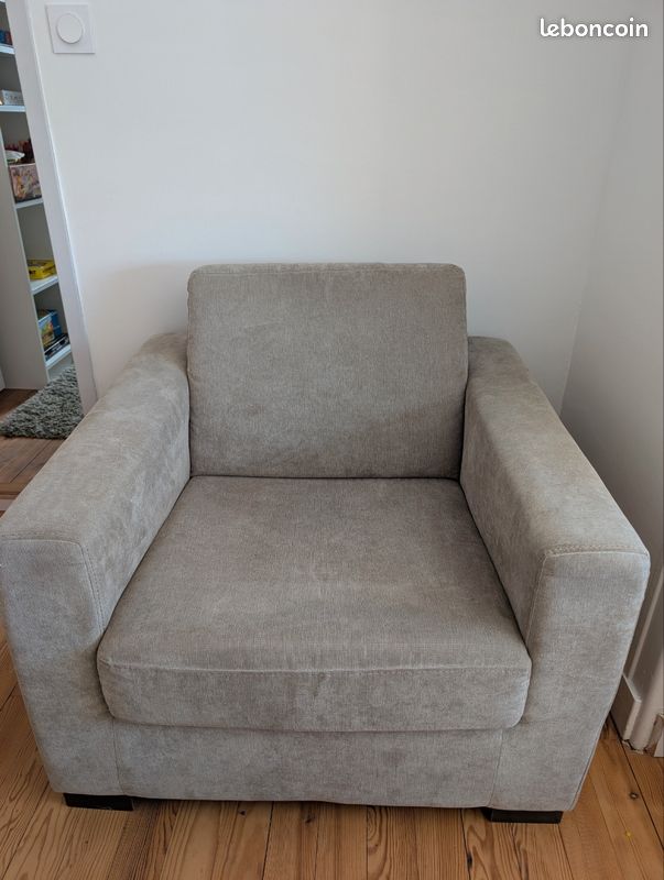 Fauteuil BUT beige / taupe en tissu (image 2)