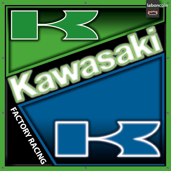 ENSEIGNE lumineuse LED 50x50cm KAWA KAWASAKI MOTO BIKER SPORTIVE (image 1)