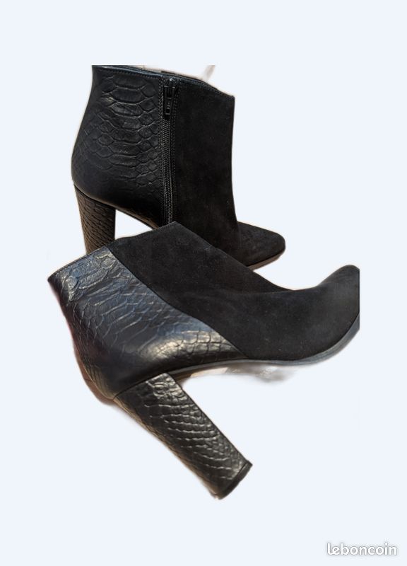 Bottines Femme Kookai En Cuir Gris - Pointure 40 - Fermeture éclair - Occasion Correcte