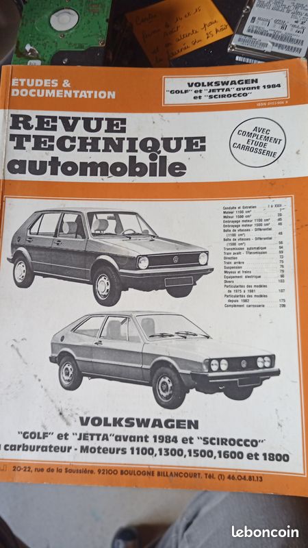 Rta volkswagen golf scirocco jetta moteurs a carburateur 1100 1300 1500 1600 (image 1)