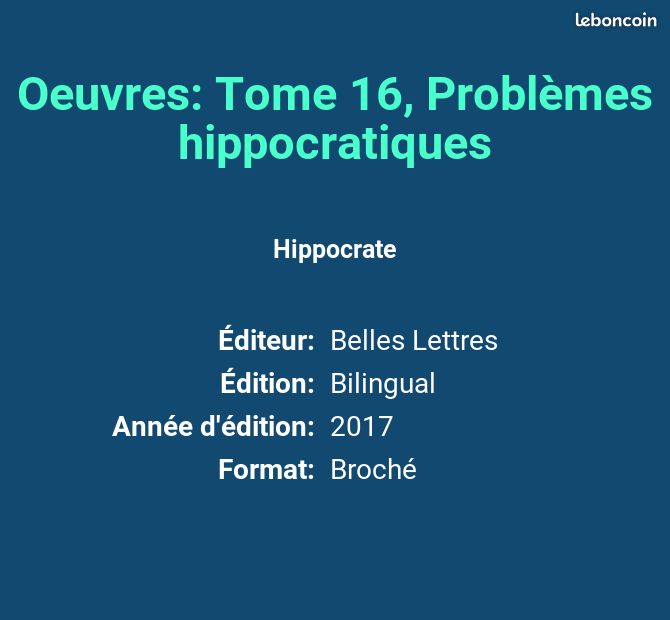 Oeuvres: Tome 16, Problèmes hippocratiques - Hippocrate (image 2)