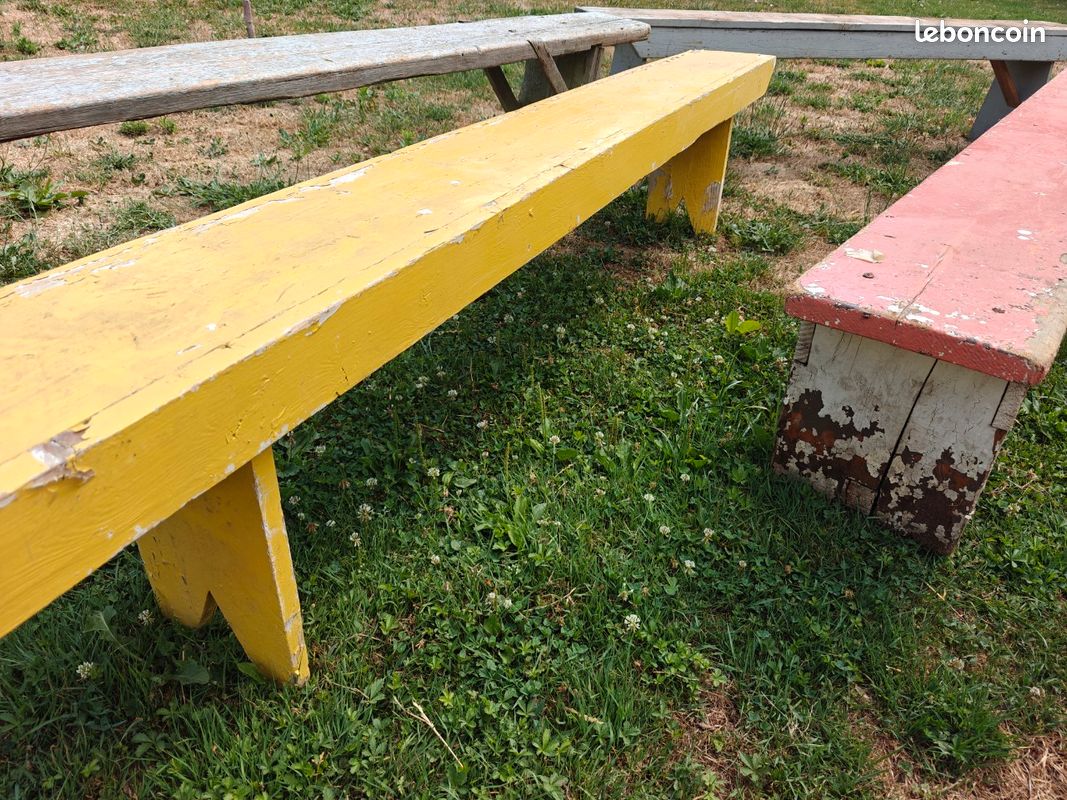 Lot de 6 bancs anciens en bois (image 4)