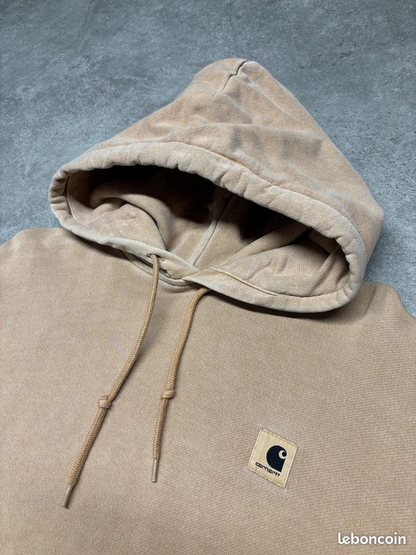 Pull à capuche Carhartt W' Hooded Nelson Sweatshirt marron / beige / camel logo brodé | Taille S (image 3)