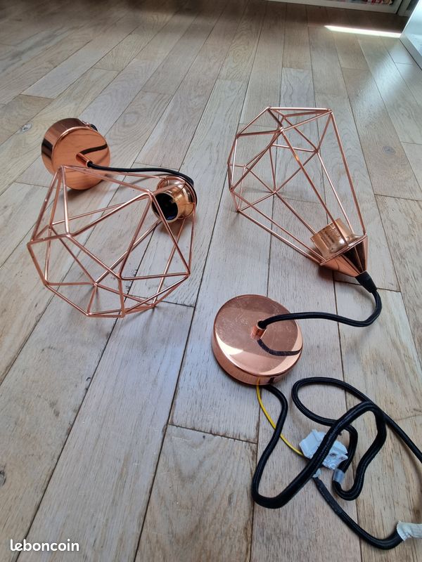 Lot de 2 - Abat jour suspension métal cuivré (image 2)