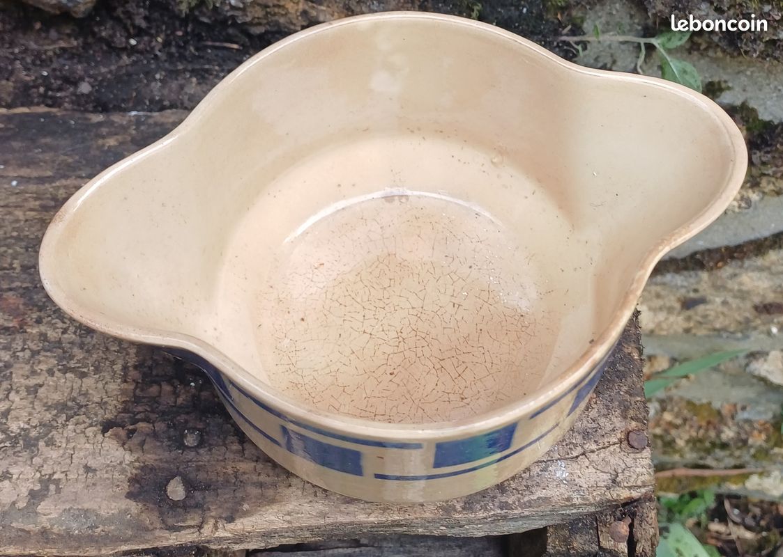 Saucière en porcelaine céramique Badonviller Mephisto vaisselle ancienne à deux becs verseurs (image 3)