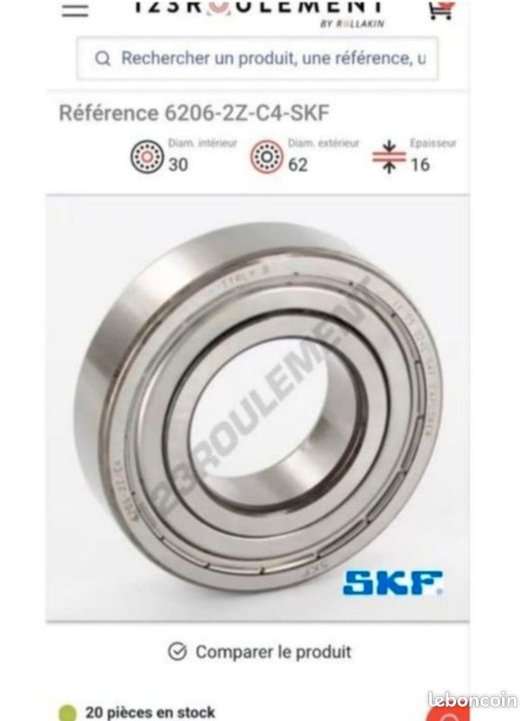 SKF : lot de 4 Roulements a billes 6206-2Z (neuf) (image 3)