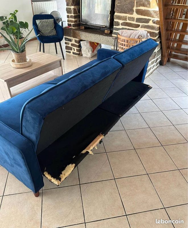 Canapé en velours bleu (image 4)