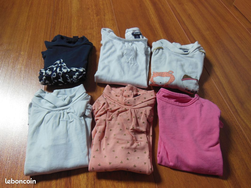 Lot de 6 tee-shirts à manches longues fille 9 mois (image 1)