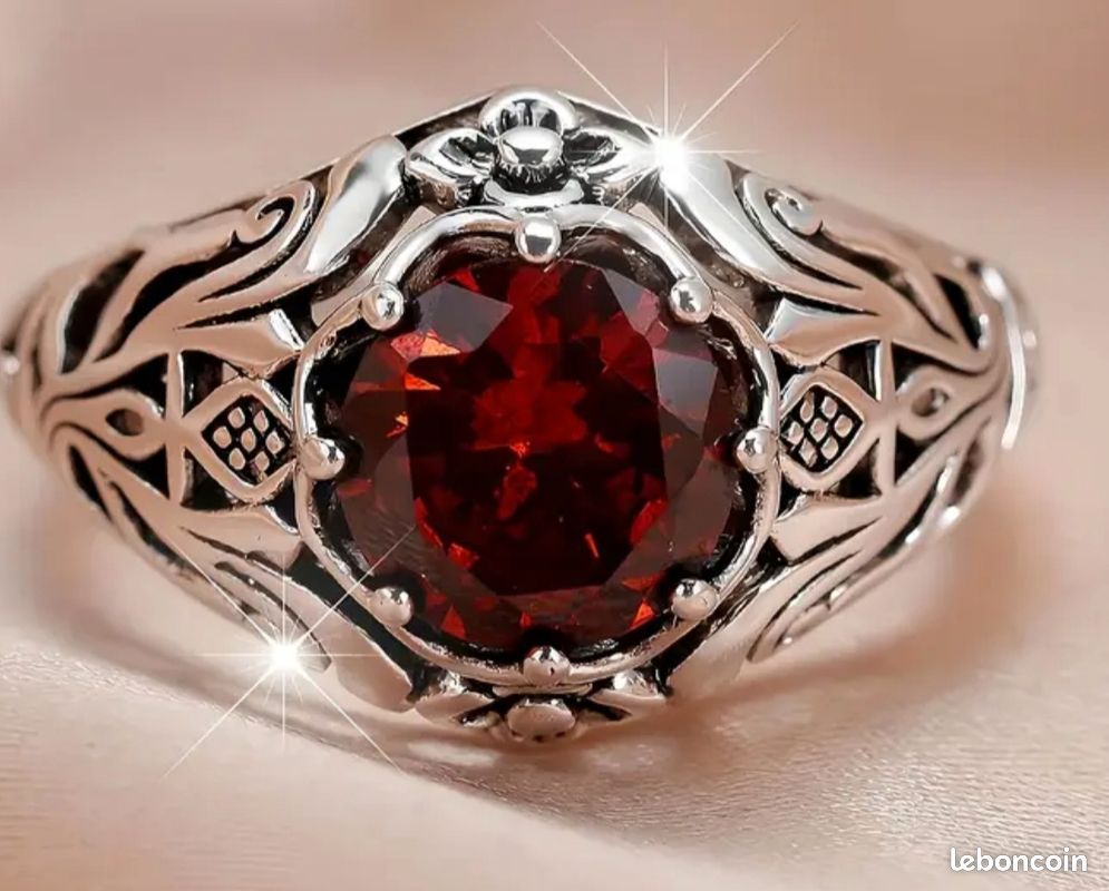 BAGUE ANCIENNE Ajourée En Argent Orné De Lapis Lazuli , silver ring T 50