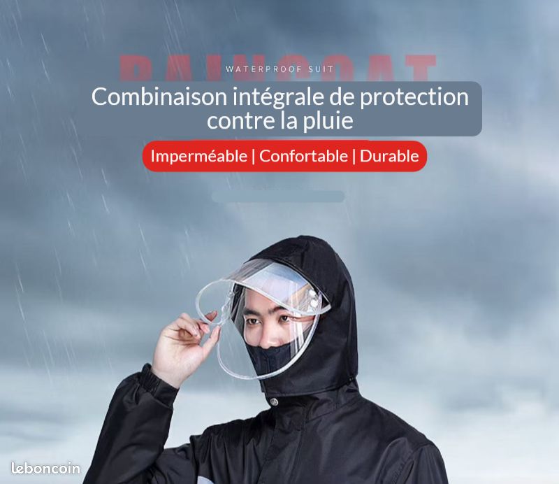 Ensemble Veste et Pantalon Imperméable épais Homme, moto, vélo, balades bord de mer, pour la pluie - pour les livreurs et la livraison à moto - Livraison 3 jours relais (image 4)