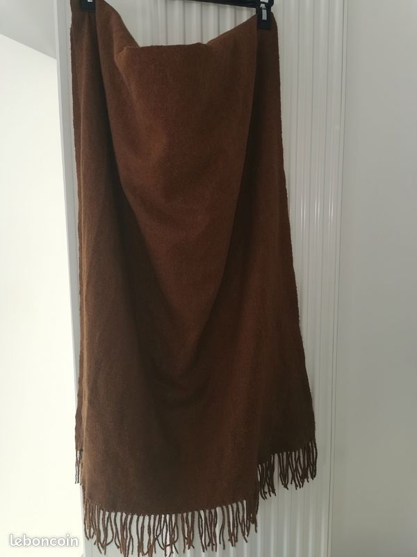 Grande écharpe franges caramel 180 cm (image 2)