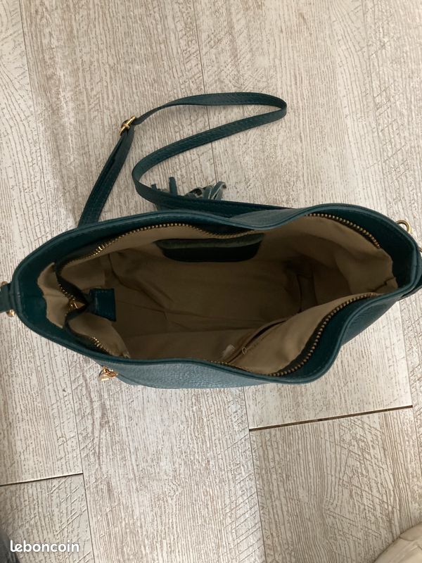 Sac en cuir italien bleu canard (image 5)