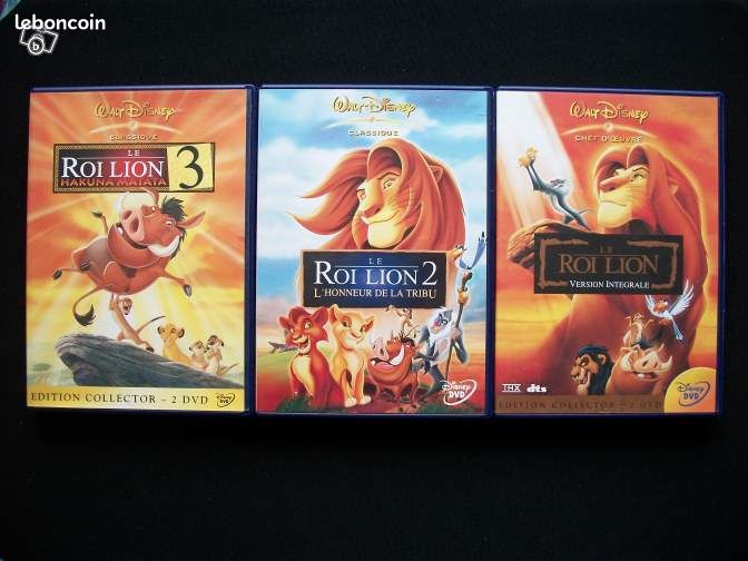 Lot dvd walt disney le roi lion 1 - 2 - 3 (image 1)