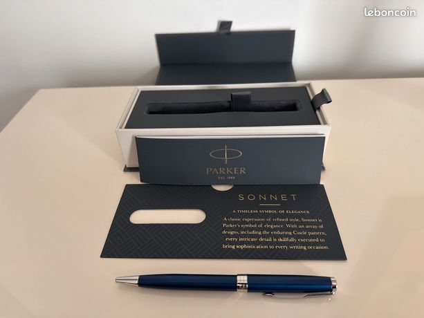 Stylo Bille PARKER 100 En Métal Noir Anthracite - Plaqué Or 18 Carats - Occasion (porté) - Modèle Prestige