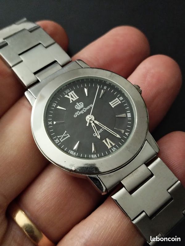 Montre Homme King Quartz Inox - Occasion Très Bon état, Avec Pile Neuve, Affichage Aiguilles