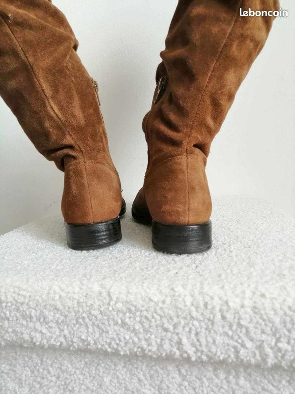 Bottes mi haute 37 cuir marron froncé montantes TBE (image 5)