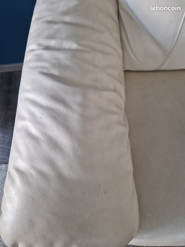 Canapé Ikea Vreta cuir blanc beige (image 3)