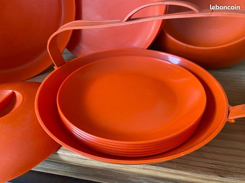 Set De Pique-nique Vintage Rodex - Vaisselle En Plastique Rouge Pour Camping (occasion)
