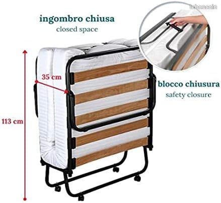 Lit Pliable Simple avec Matelas 90x200 (image 2)