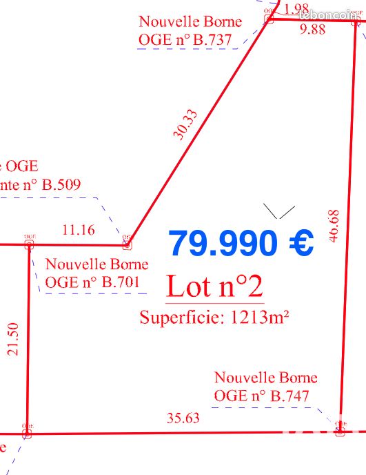 Terrain 1213 m² · à Feytiat · 1 213 m² · 79 990 €