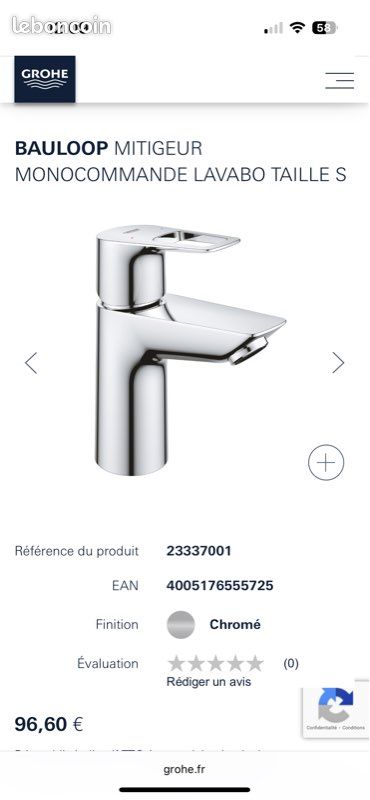 Bauloop mitigeur monocommande lavabo taille s (image 1)