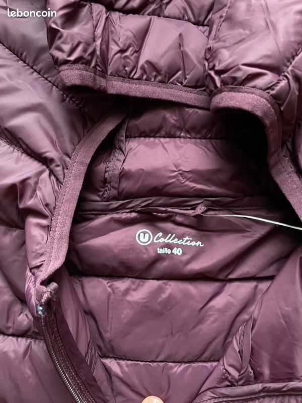 Doudoune femme à capuche prune / vieux rose – Neuve avec étiquette – Taille 40 (image 4)