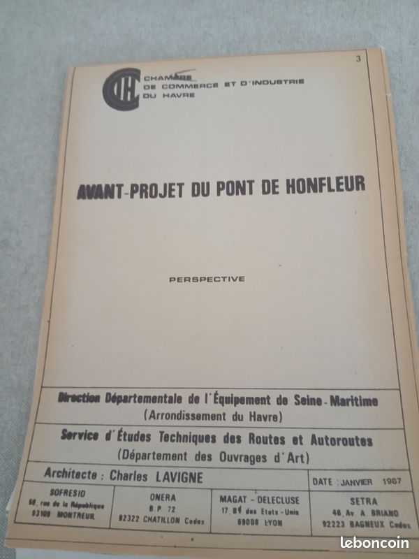 2 affiches 50 ans du pont de tancarville PLUS grand plan projet du pont de honfleur 120 PAR 80 CM (image 2)