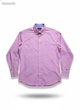Chemise Vichy Bleu Clair, Blanc Et Rose - Marque Oliphil Match - Taille L - 100% Coton - Occasion TBE