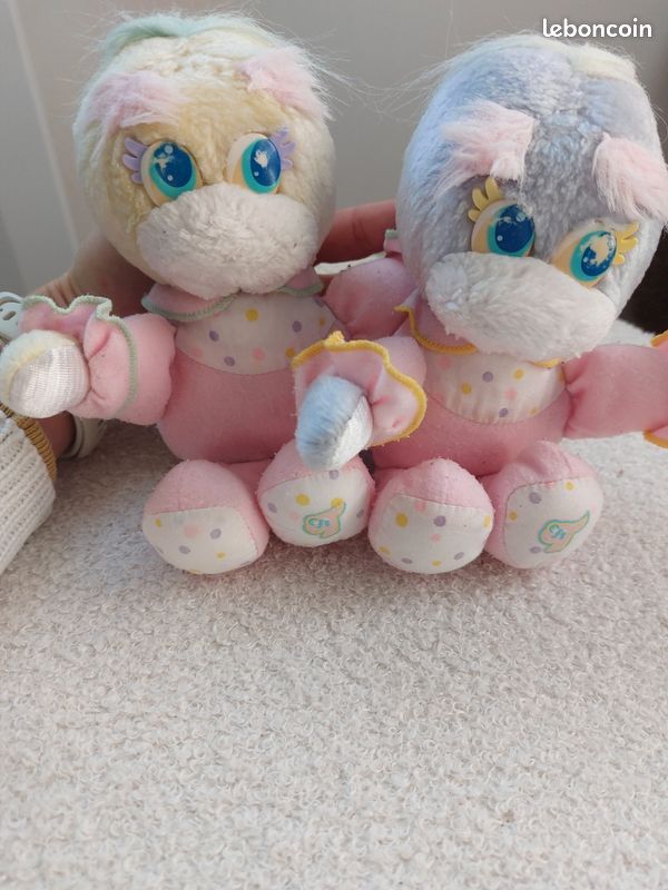 Peluches Tottles Bébés Jumeaux Dans Couffin - Mattel Années 80
