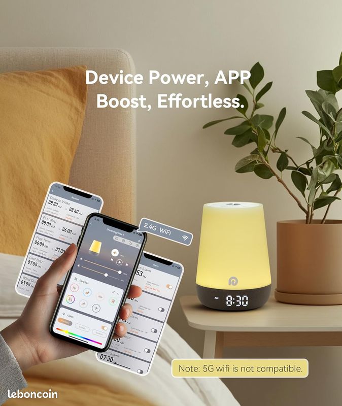 Réveil Digital Maxstar Avec Veilleuse Et 25 Sons Apaisants - Minuterie Sommeil, Volume Réglable - Pour Chambre Adulte/enfant