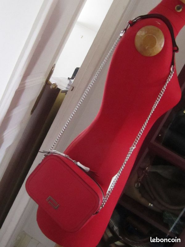 Sac camera Lancel rouge cuir (image 9)