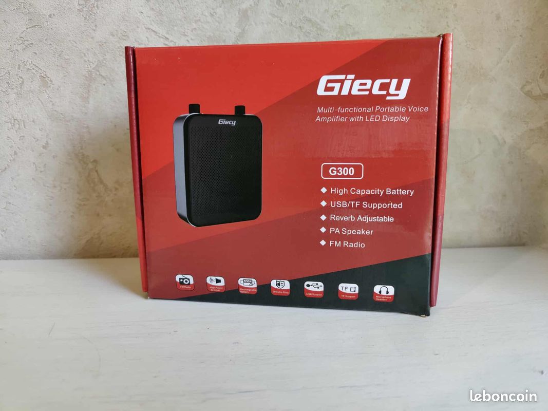Amplificateur Voix Portable Giecy 30W - Micro Casque - Batterie 2800mAh - Pour Enseignants, Guides - Bluetooth