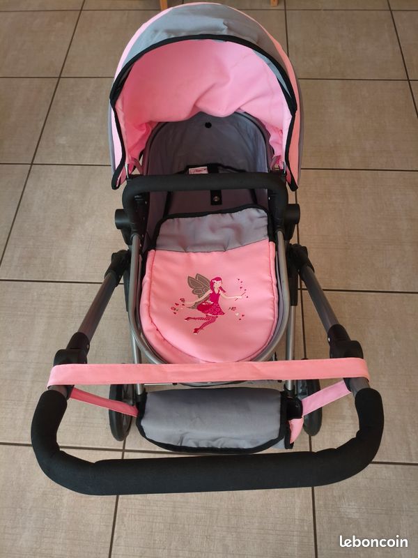 Poussette Poupée Enfant Pliable – Landau Jeu De Rôle Avec Balançoire, Berceau Et Chaise Haute, Cadeau Idéal Pour Filles Et Garçons